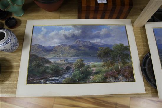 19th century Scottish School Loch Laggan and a Loch scene near Fort William 11 x 18in., unframed